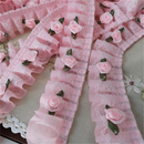 1M Pink Chiffon Ruffle Lace Trim 3 Layer Pleated Ribbon DIY Dress Sewing Decor ^