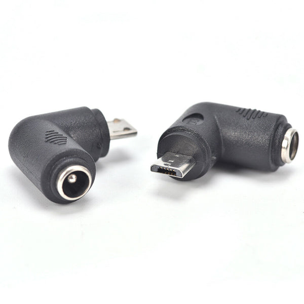 2PCS DC 5.5 x 2.1mm Female To Micro USB 5 Pin Male Right Angle Power Adapter LJ