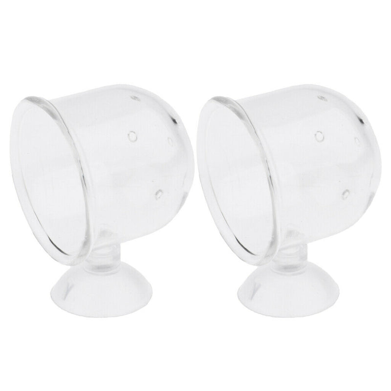 2Pcs Aquarium Fish Tank Feeding Glass Cup Aquatic Plant Crystal Holder Feeder