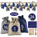 24X Christmas Countdown Calendar Bags Filling DIY Advent Resusable Calendar P8O2