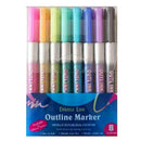 8 Colors Metallic Double Lines Shimmer Marker Set Outline Highlighter Pens Gift