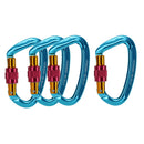 4x Carabiner Clip Rock Climbing Mountaineering Screw Locking Buckle Blue