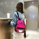 Sequins Heart Print Backpacks Girls School Women Shoulder Bags (Rose Red)