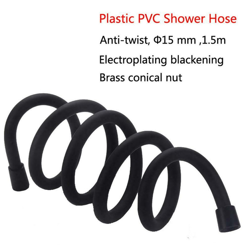 1.5m Flexible Matte Black PVC Shower Hose Bathroom Explosion-proof Pipe A