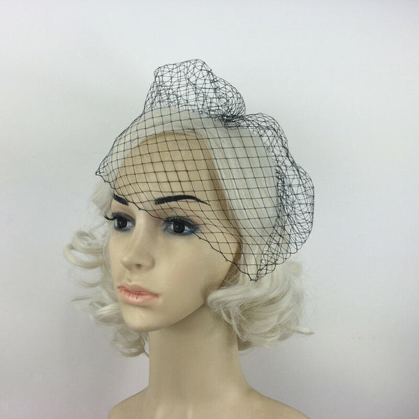 Black Charming Wedding Veil Bridal Birdcage Veils Net Fascinator with Comb