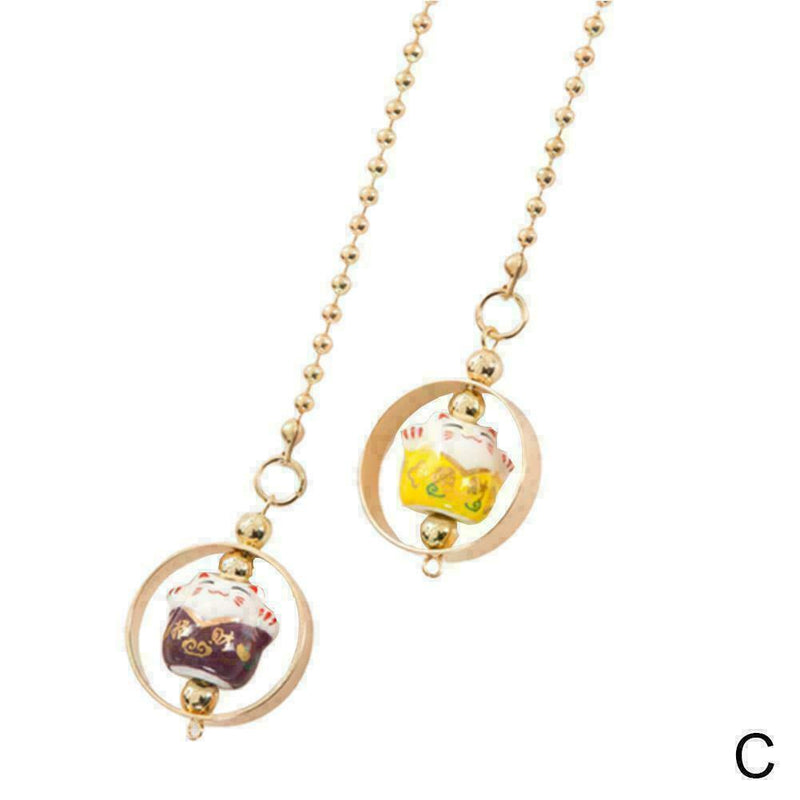 1*Car Rear View Mirror Hanging Decoration Lucky Cat Pendant Auto Car Access L6U2