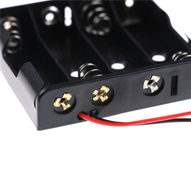 Black AA x 4 Open Battery Holder Box With 15cm Wires JR
