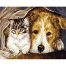 DIY Digital Oil Painting By Numbers Staying Dog Cat Acrylic Animal Picture A