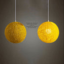 Yellow Bamboo, Rattan And Hemp Ball Chandelier Individual Creativity Spheri