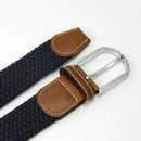 Pop Deep Blue Casual Men Leather Braided Elastic Stretch Golf Belt Waistba JJI