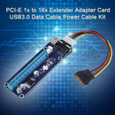 PCI-E 1x to 16x Extender Adapter Card USB3.0 Data Cable Power Cable Kit