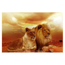 5D DIY Full Drilling Diamond Painting Animal Lion Husband and Wife Cross St