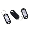 50sets Key Ring Tags Plastic Name Label ID Keys Tag Luggage Fob Rings Black