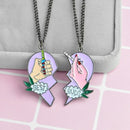 Fashion Best Buds Print Lighter Partly Heart Shaped-Necklace Pendant Gifts Hot