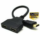 New 1X HDMI Male to 2X HDMI Female Y Splitter Switch Adapter Cable 1080P