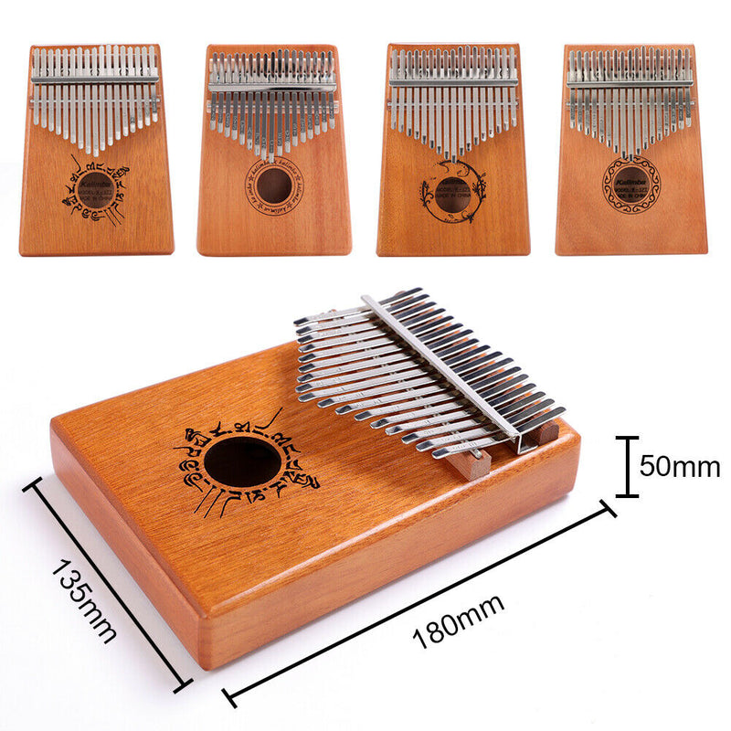17-Key Thumb Finger Piano African Mbira Mahogany Wood Kalimba (Letter)