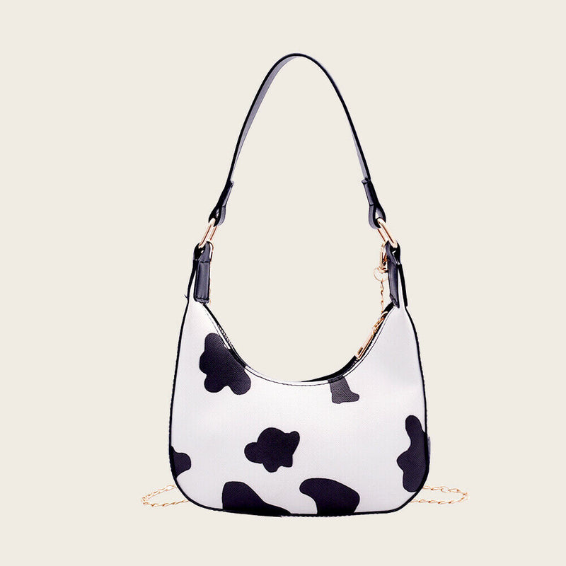 Fashion Cow Dots Shoulder Bag Women Leather Chain Hobos Totes Handbag (L)