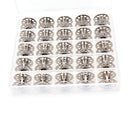 25Pcs Clear Empty Sewing Machine Bobbins Spool Metal Case With Storage Box M&O
