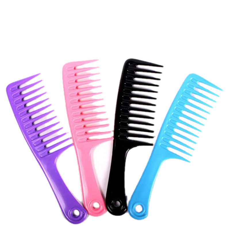 New  Wet Haircut Hair Comb Hairdressing Plastic Detangler Handle Wide-tooth C Cy