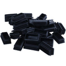 Plastic Rectangle Blanking End Tube Caps Inserts 25x50mm 30pcs Black