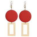 Fashion Diy Wooden Round Earrings Jewelry Long Earrings Geometric Rectangul M3P2