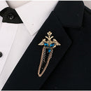Men's Shirt Suit Blue Lucite Tassel Bouquet Brooch Breastpin Pin Accessories