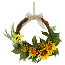 15" Artificial Sunflower Wreath Flower Wreath with Yellow Sunflower and Green