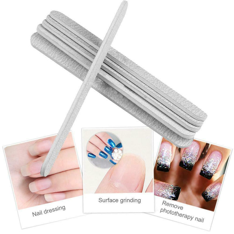 10pcs Straight Nail Files Coating Cuticle Remover Buffer Manicure Tools