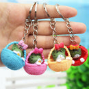 Cartoon Basket Cat  Keychain Pendant Keyring Gift  Bag Purse Key Chain Jewelr BX