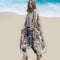 Women Chiffon Kimono Cardigan Floral Print Asymmetric Boho Loose Outerwear