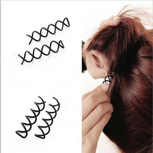 12pcs Black Cool Unique Spiral Spin Screw Bobby Pin Twist Barrette Hair Clip New