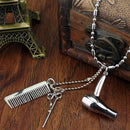 Air Blower Dryer HAIR STYLIST Comb Pendant Necklace & Chain Accessory Creative