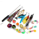 Wood Feather Mice Cat Dangle Three-Section Telescopic Roped Rod Pets Supply