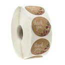 Kraft Floral Thank You Stickers - 1inch Circle Labels / 1000 Per Pack W2R3
