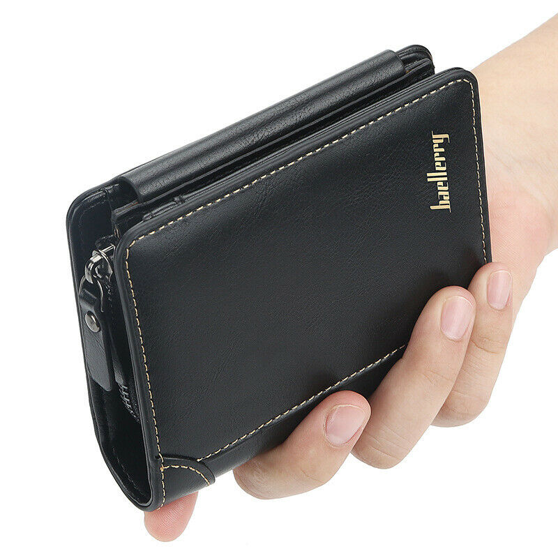 Baellerry Short Men Wallets 11 Card Holders Zipper Men Leather Purse Solid  K4C2