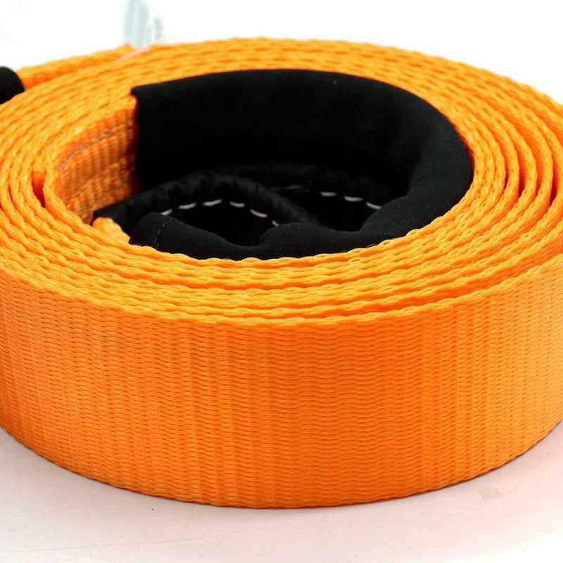 16ftx2in 5 Tons Heavy Duty Car Road Recovery Tow Strap Towing Rope Orange