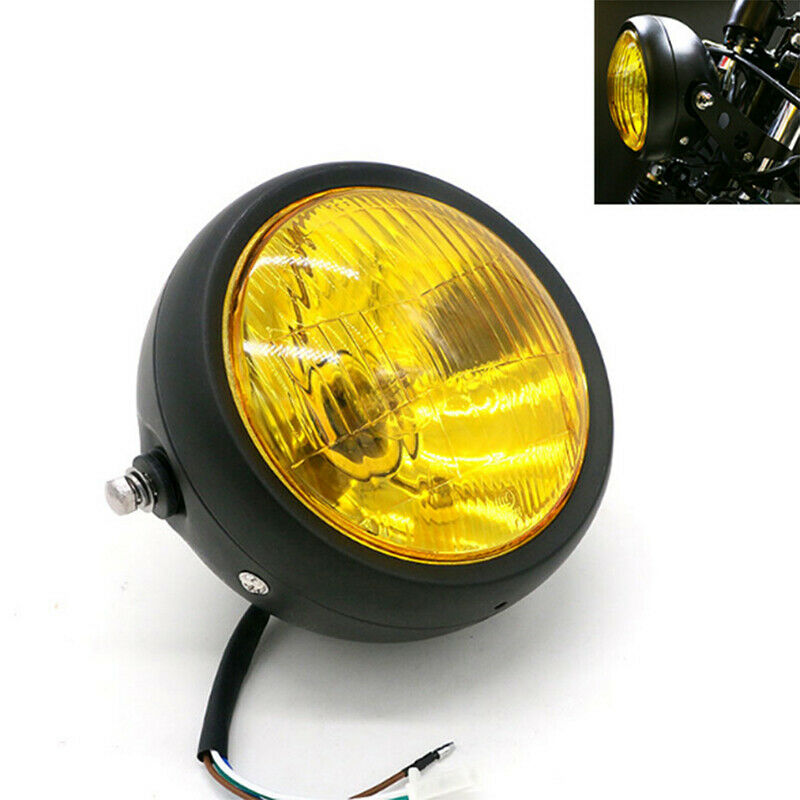 Motorcycle Black Metal Retro Front Headlight For GN125 Cafe Racer Bobber Cus BX
