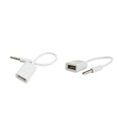 2x 3.5mm Male AUX Audio Music Plug Stereo Jack to USB 2.0 Female Wire Converter