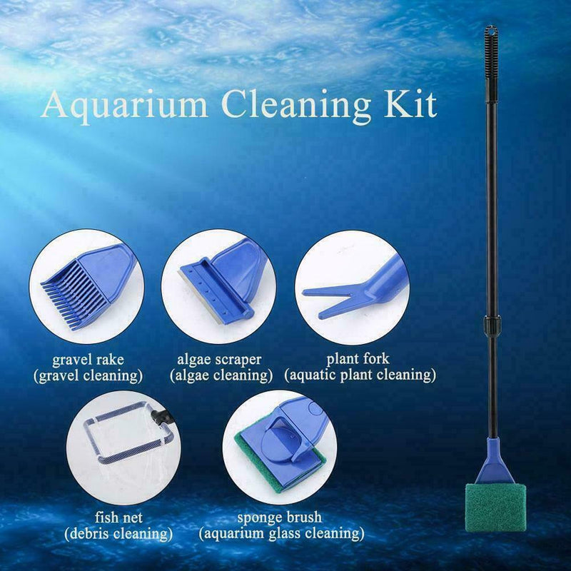 5x Aquarium Cleaning Tools Fish Tank Gravel Rake Fish Set Net Tool Cleaner W8L5