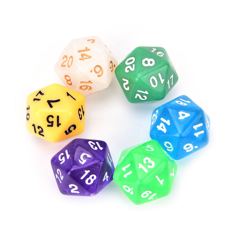 2Pcs D20 Gaming Dice Twenty Sided Die Number 1-20 for RPG Game 3c