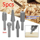 5pcs Steel Embossing Rotary Burrs Rasp File Grinding Bits Woodworking Tool