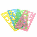 4pcs Student Child Plastic Templates Drawing Ruler Pink, Blue, Yellow, Gree Q9S5