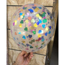 10x Clear Latex Balloons with Colorful Heart Confetti Party Decoration 12in
