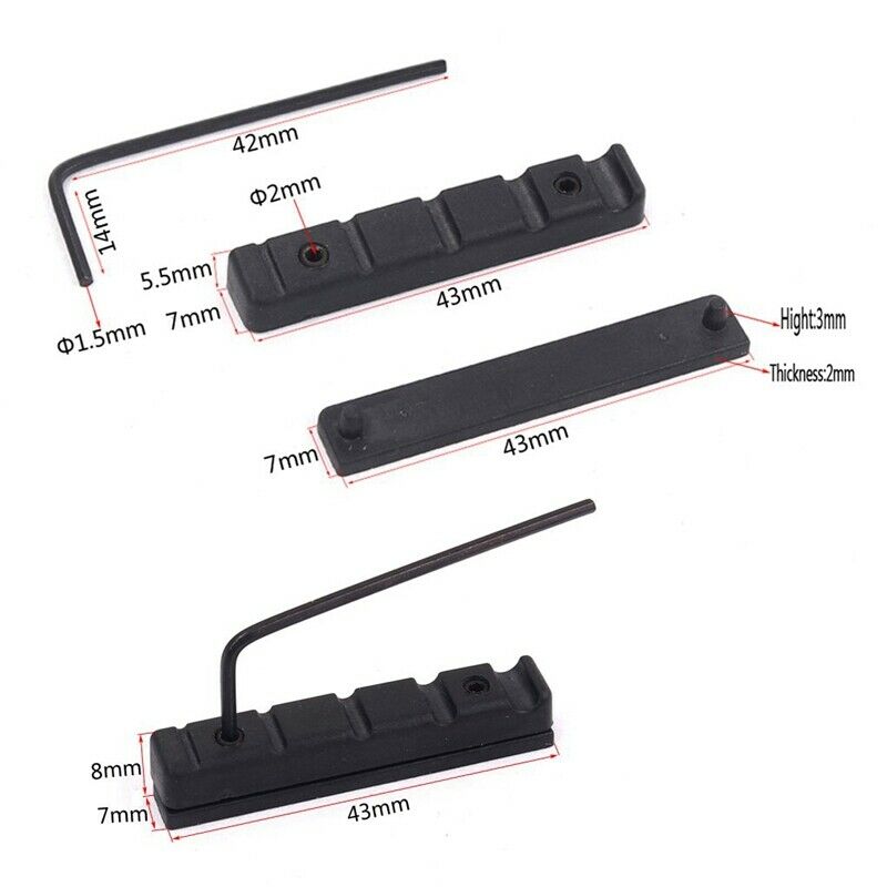 Adjustable Pom Nut Slotted for 5 Strings Bass Guitar Replacement Parts Blac