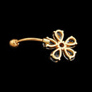 Beauty Navel Belly Button Rings Bar Crystal Flower Dangle Body Piercing Jewe Hn