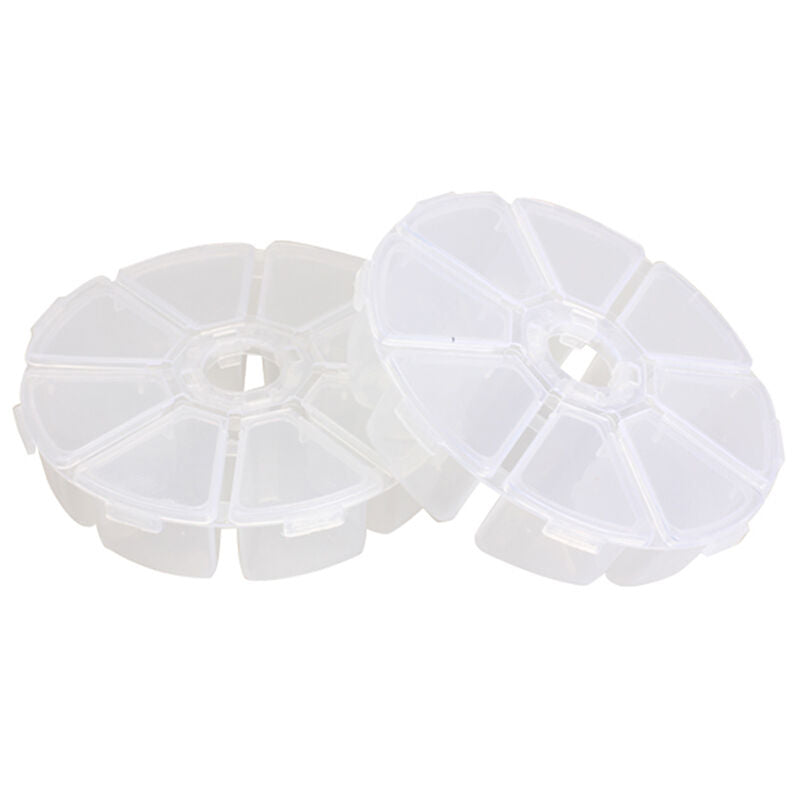 8 slots Empty Clear Round Wheel Storage Box/Container for Seed Beads Gems New
