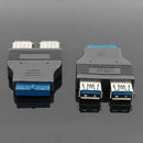 Motherboard USB 3.0 20 Pin Header Female to A Female Adapter 2 Ports Dual RVG