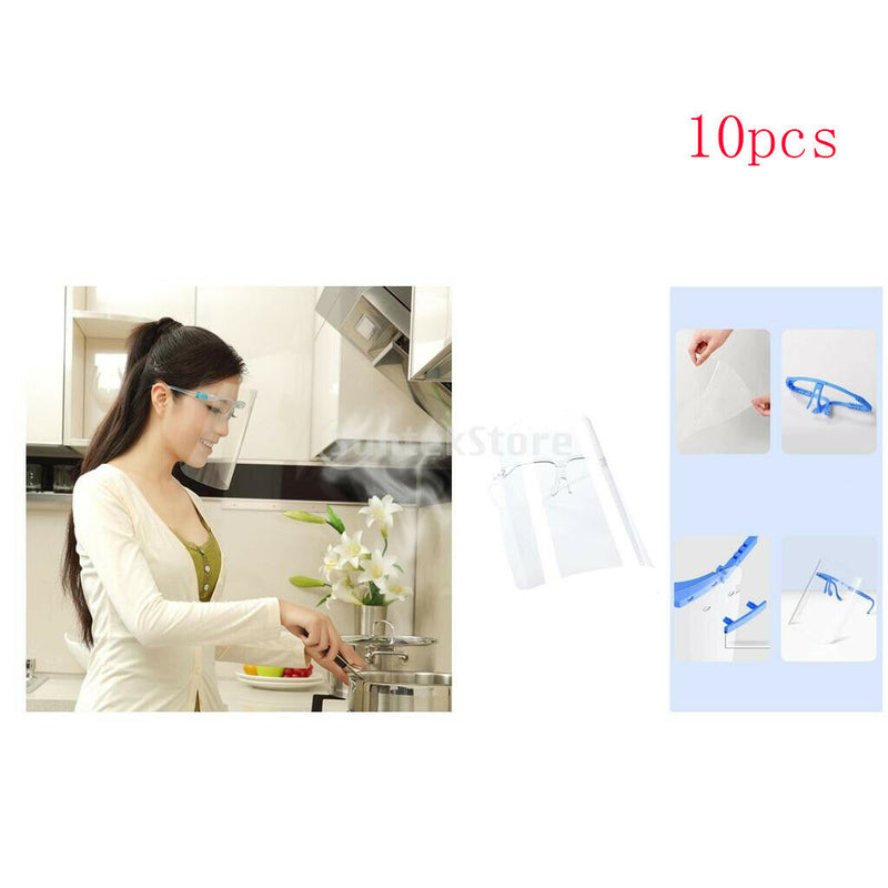 10x Full Face Shield Guard Reusable Clear Goggles Visor Hat Anti-Spitting