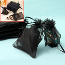 60Pcs Organza Drawstring Gift Jewelry Bags Pouches Black For Wedding Party Favor