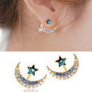 Women Girls Pretty Filled Moon Star Shape Crystal Rhinestone Stud Earrings Kit